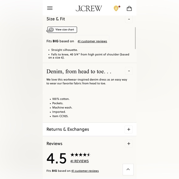 JCrew Denim Utility Dress, size 8, NWT - Picture 8 of 8